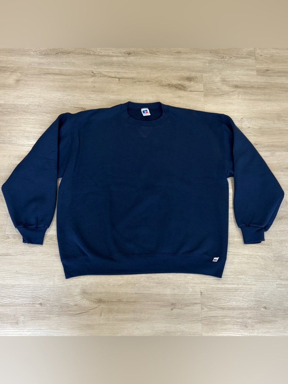 Vintage Russell Athletic Sweatshirt Mens XXL Navy Blank Crewneck 90s Made In USA